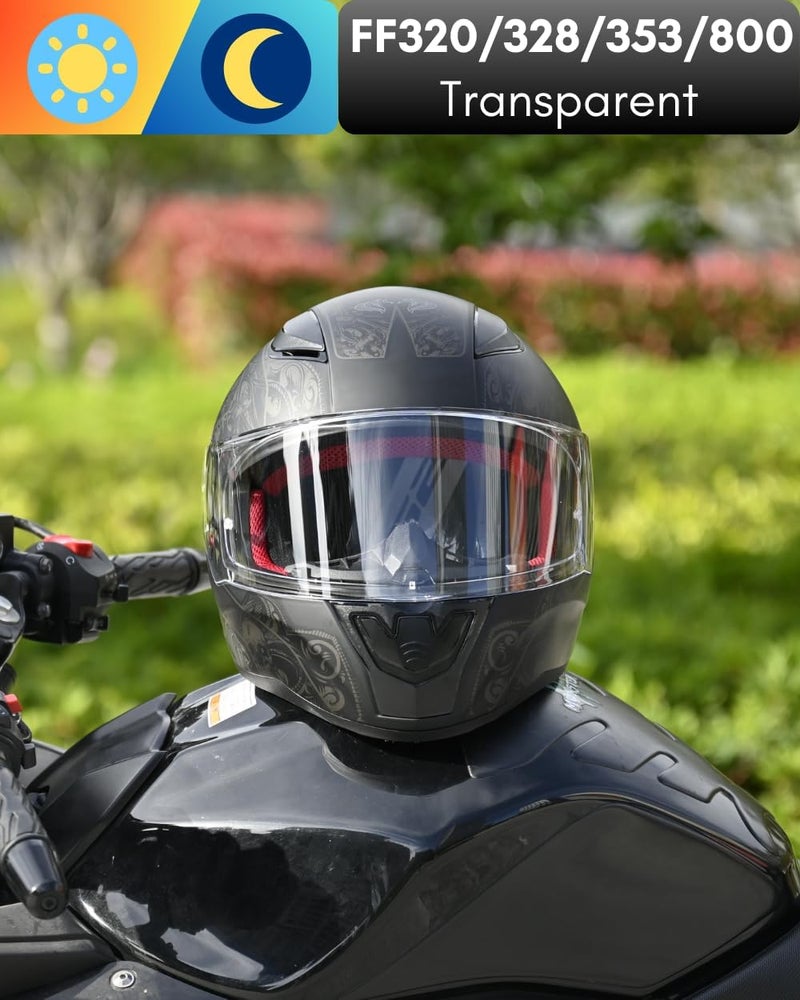 Logto Compatible with LS2 FF353/320/328/800 Helmets Visor Tint Replacement Motorcycle Helmet Face Shield (Transparent) - Image 3